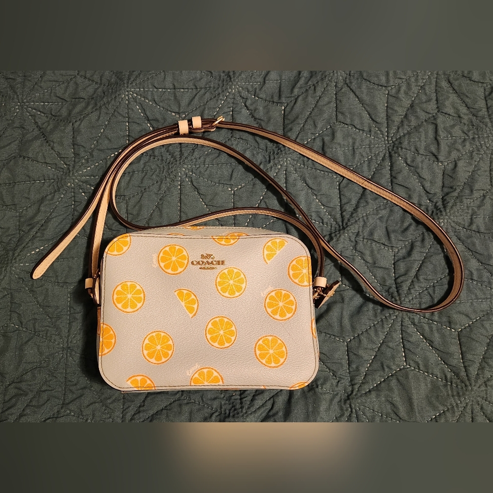 Coach Camera Crossbody Bag - Orange Slices / Blue